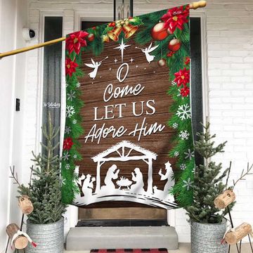 Discover Nativity of Jesus Holy Night Christmas Flag O Come Let us Adore Him