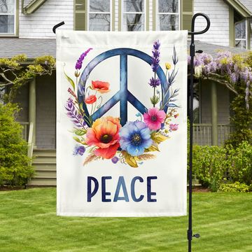 Discover Hippie Floral Peace Sign Flag