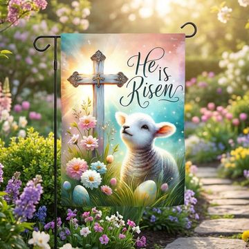 Discover FLAGWIX  Easter Day Lamb Christian Cross He Is Risen Flag