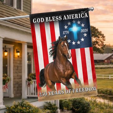 Discover God Bless America Patrotic Horse Flag, 250 Years of Freedom Farm Flag