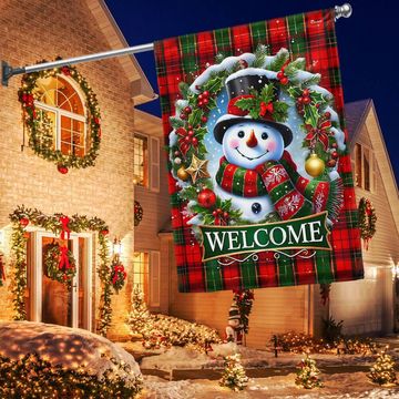 Discover Snowman Christmas Welcome Holiday Winter Flag