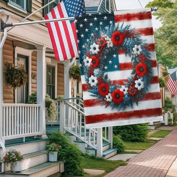 Discover Flagwix American Flag - Floral Wreath 4th Of july American Flag