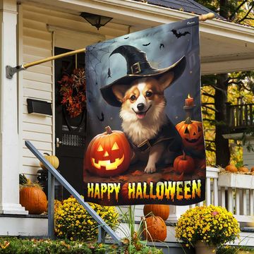 Discover Corgi Dog Halloween Flag