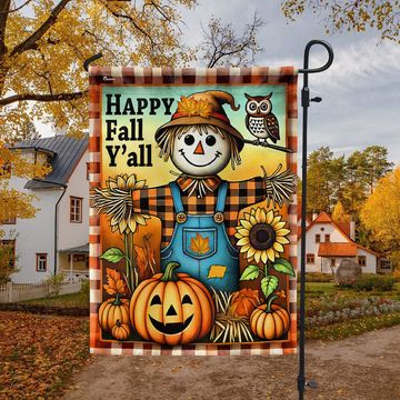 Discover Autumn Scarecrow Happy Fall Y'all  Flag