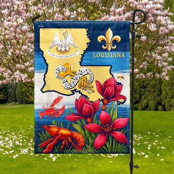 Discover Louisiana State Fleur-de-lis and Magnolia Flower Flag