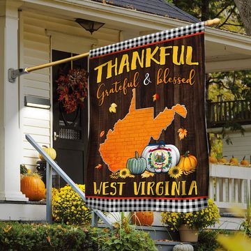 Discover Thanksgiving West Virginia Flag Thankful Grateful And Blessed TQN446Fv2