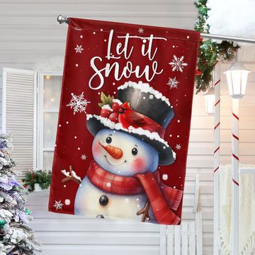 Discover Let It Snow Snowman Christmas Flag