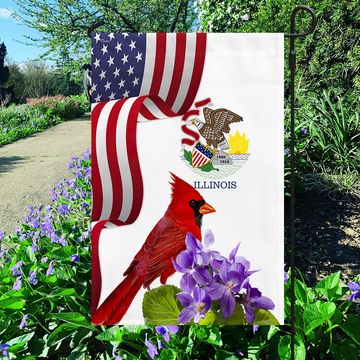 Discover Illinois State Cardinal and Violet Flower Flag MLN1141Fv27