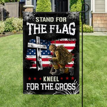 Discover God and Veteran Flag Stand for the Flag Kneel for the Cross Patriotic Veterans Day American Flag