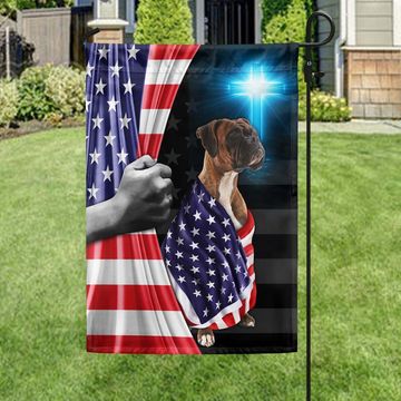 Discover Boxer Dog Patriotic American Flag Wrapped in Glory MLN1430Fv2