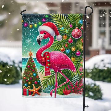 Discover Pink Flamingo Christmas Flag
