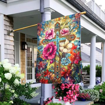 Discover FLAGWIX  Christian Jesus Cross Divine Cross Floral Flag