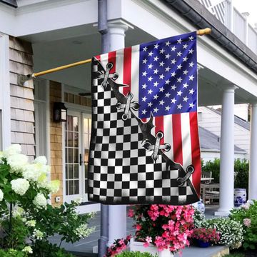 Discover Dirt Track Racing American US Flag