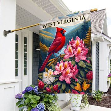 Discover FLAGWIX  West Virginia Cardinal and Rhododendron Flower Flag