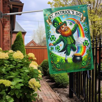 Discover Happy St Patrick's Day Leprechaun Flag