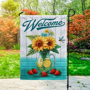 Discover Welcome Summer Floral Flag