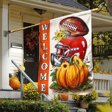 Discover Football Fall Pumpkins Welcome Flag