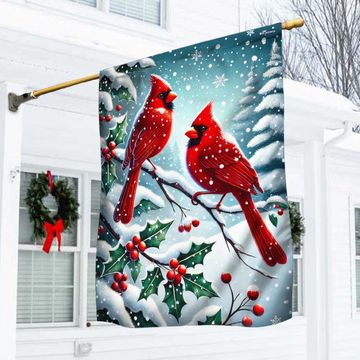 Discover Cardinal Bird Christmas Flag