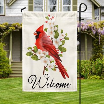 Discover Cardinal Flower Welcome Flag