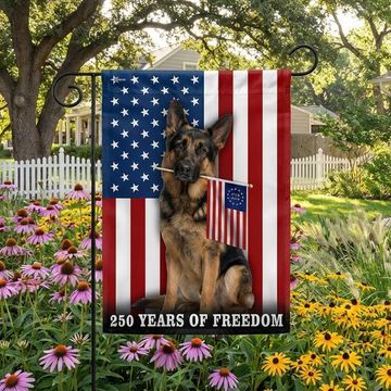 Discover Dog American Flag, 250 Years of Freedom German Shepherd US Flag