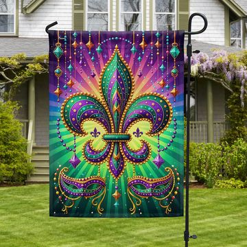 Discover Louisiana Mardi Gras Fleur de Lis Flag