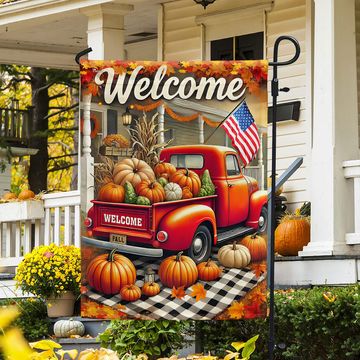 Discover Fall Pumpkins Truck Welcome Flag