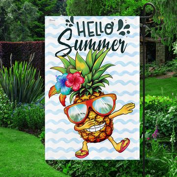 Discover Funny Pineapple Hello Summer Flag