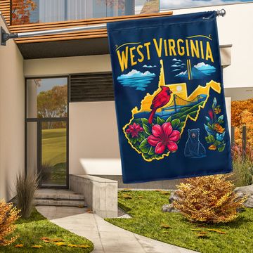 Discover West Virginia Cardinal Rhododendron Black Bear Map Flag
