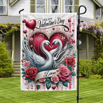 Discover FLAGWIX  Happy Valentine's Day Swan Couple Flag
