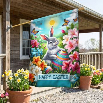 Discover Happy Easter Bunny Flag, Double size printed, canvas Flag