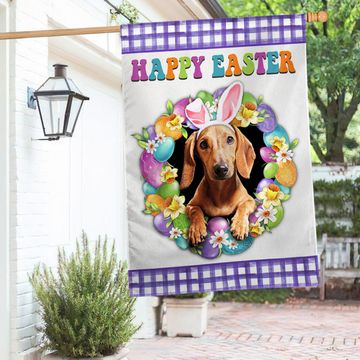 Discover Dachshund Dog Happy Easter Flag TQN985Fv2