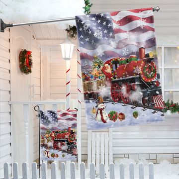 Discover Santa Claus On the Christmas Train American Flag