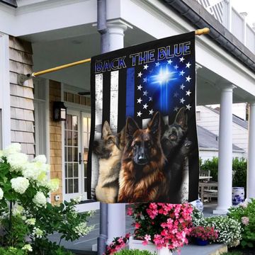 Discover German Shepherd Back The Blue Christian Cross Flag