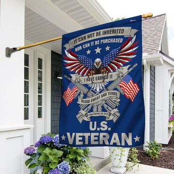 Discover Veterans Day Flag, Veteran Eagle Flag Blood Sweat and Tears I Own Forever The Title  U.S. Veteran Flag