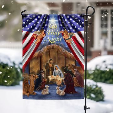 Discover Nativity of Jesus Oh Holy Night Christmas Flag