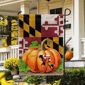 Discover Maryland Fall Halloween Thanksgiving Pumpkin Flag TQN1616Fv1