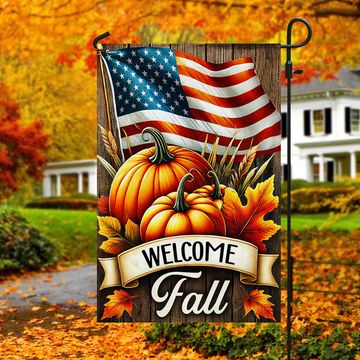 Discover Welcome Fall Pumpkins American Flag