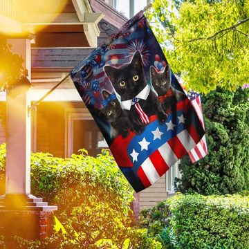 Discover Three Black Cats Patriotic Hat Flag