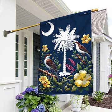 Discover FLAGWIX  South Carolina State Flag Yellow Jessamine Flower and Carolina Wren Birds Flag