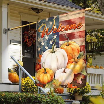 Discover Welcome Fall Pumpkins Flag