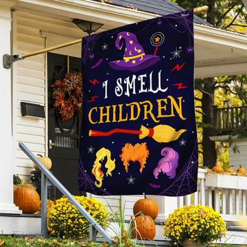 Discover Three Witches Halloween I Smell Children Flag