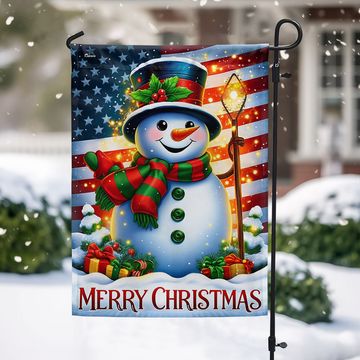 Discover Snowman Christmas American Flag - Patriotic Holiday Gift & Décor  - 3-Day Shipping