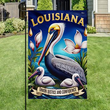 Discover FLAGWIX  Louisiana State Union Justice and Confidence Brown Pelican Bird Flag