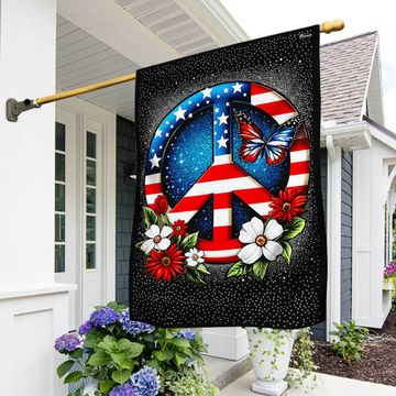 Discover Hippie American Peace Sign Flag