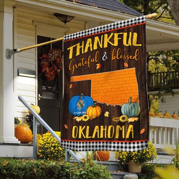 Discover Oklahoma State Fall Flag Thanksgiving Thankful Grateful And Blessed TQN446Fv13