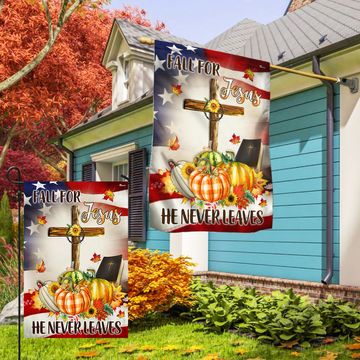 Discover Fall American Flag Fall For Jesus He Never Leaves