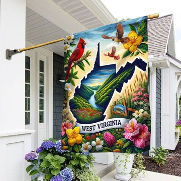 Discover FLAGWIX West Virginia with Rhododendron and Cardinal Flag