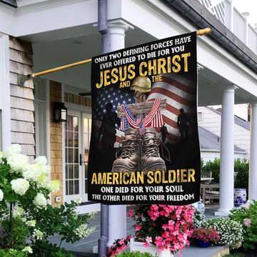 Discover US Veterans Day Flag Jesus Christ and the American Soldier Patriotic American Flag 3-Day Shipping