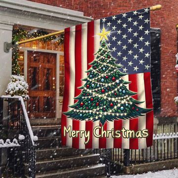 Discover Merry Christmas Tree American Flag