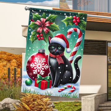 Discover Black Cat Christmas Flag